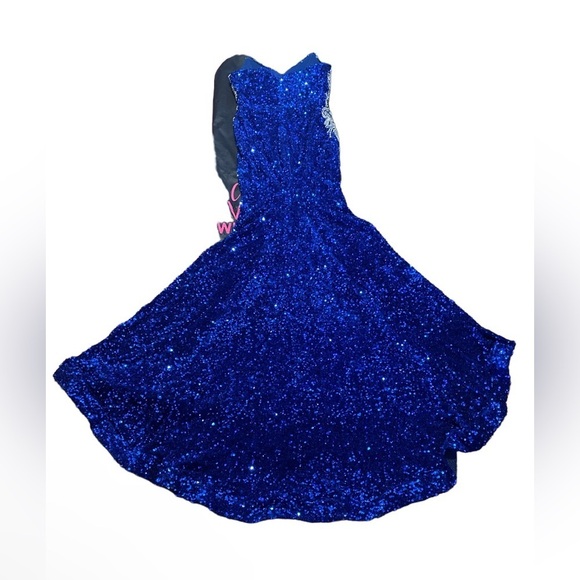 Portia and Scarlett Dresses Sequin and Rhinestone Gown Cobalt Blue Size:6 - Picture 7 of 14